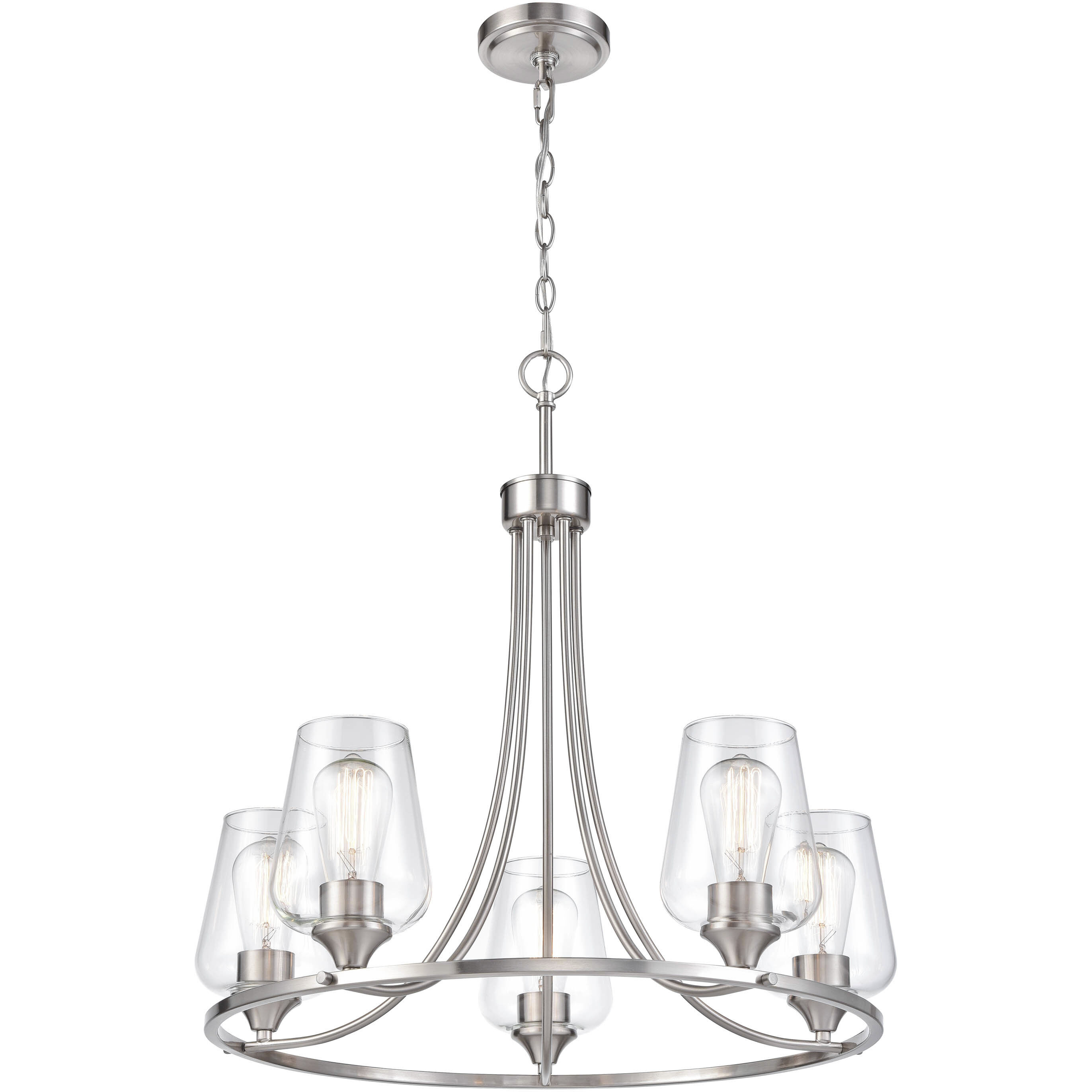 Ashford 5 Light 25 inch Brushed Nickel Chandelier Ceiling Light